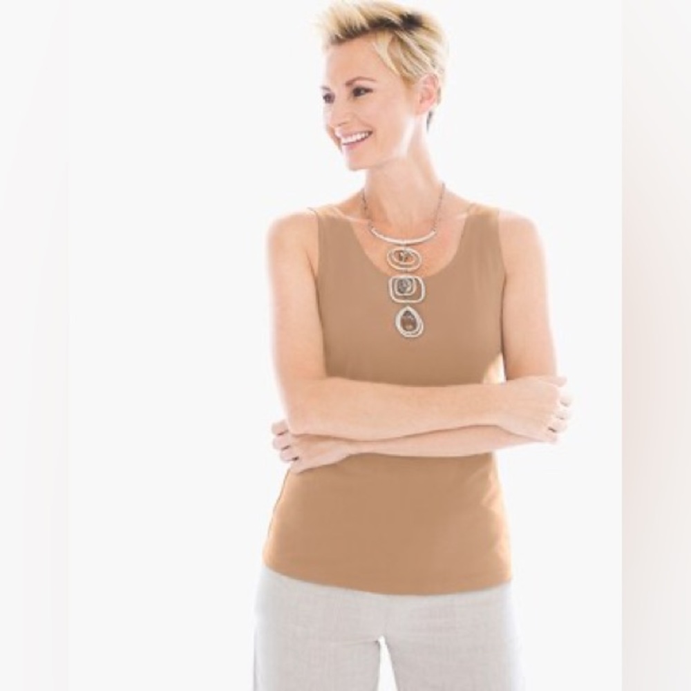 CHICOS Microfiber Tank in Tan, Like New